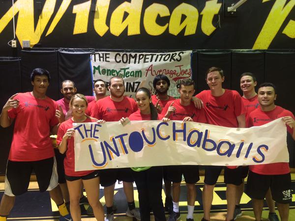 HOSA Dodgeball team, The Untouchaballs, pose for a picture after defeating Money Team.