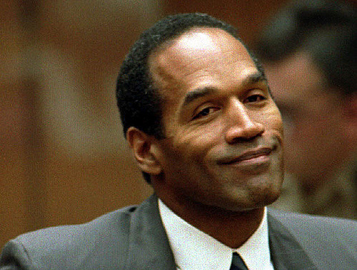 Simpson smirks in court at the time of his trial in 1995. 