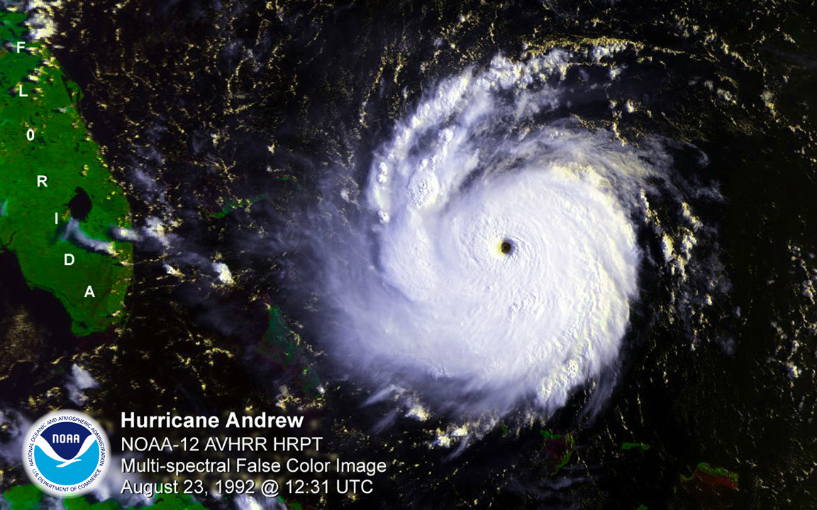 A projection of Hurricane Andrew on August 23, 1992, published by the National Oceanic & Atmospheric Administration
