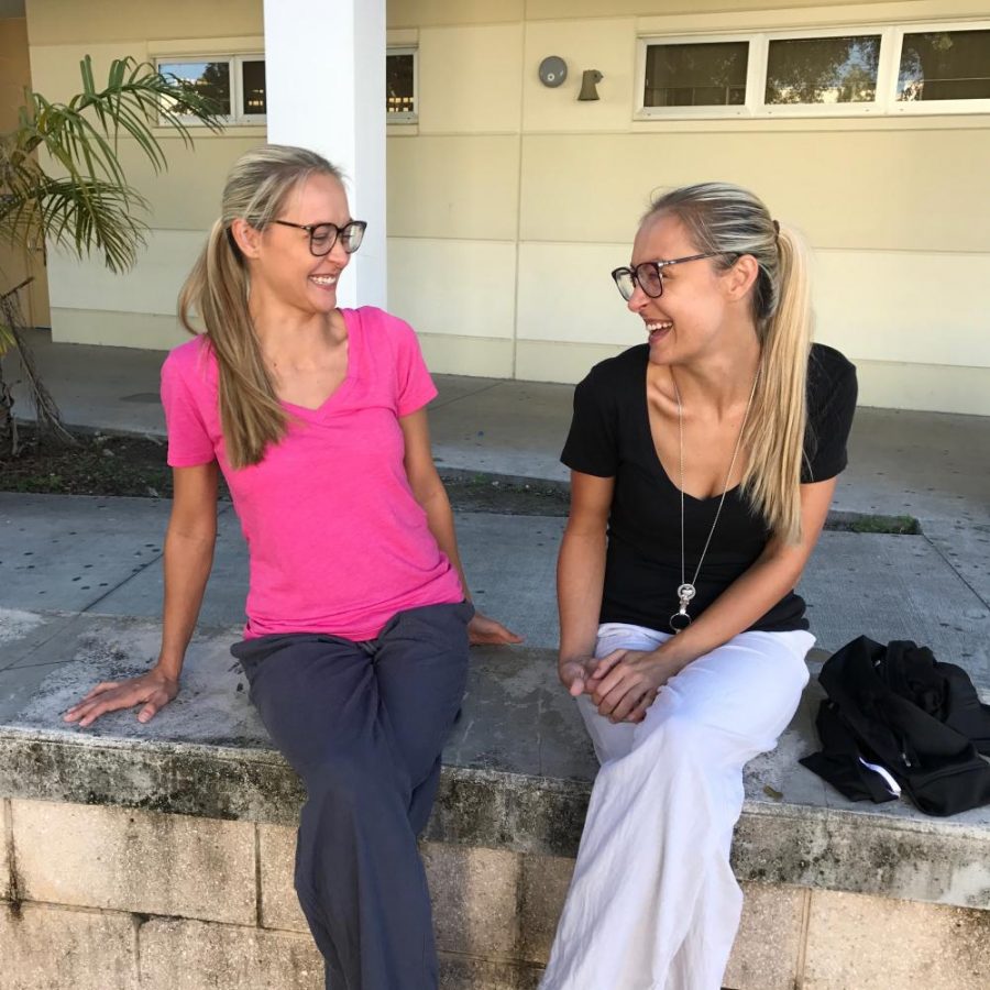 April Brown (left) and Allison Brown (right) enjoy some time together during their planning period before they go back to class on Oct. 19.

