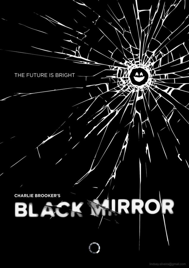The title sequence depicts a computer “waking up” as glass shatters, an allusion to mistakes made with technology, and then a black screen, referencing the title of “Black Mirror.” 
