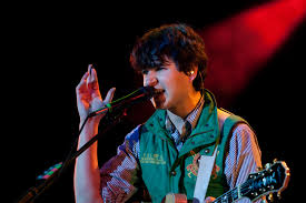 Lead singer and guitarist of Vampire Weekend, Ezra Koenig, performs in Manchester in 2010 prior to their break.