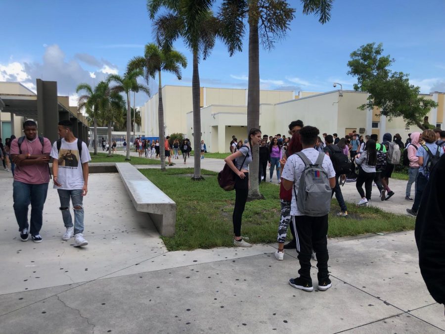 Students make their way to sixth period on August 19. 