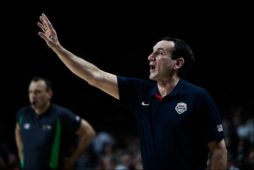 Coach K directs the U.S. Men’s National Team during the 2016 Summer Olympics in Rio de Janeiro.